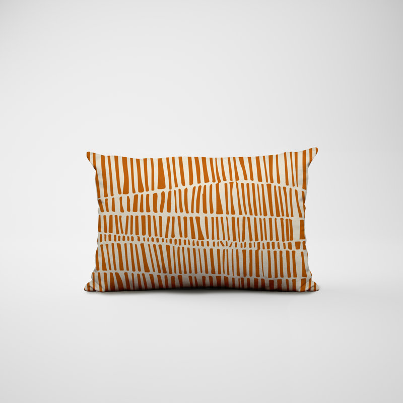 Ikom Polyester/Polyester Blend Lumbar Rectangular Indoor/Outdoor Pillow Cover & Insert, 18"H x 25"W, Orange