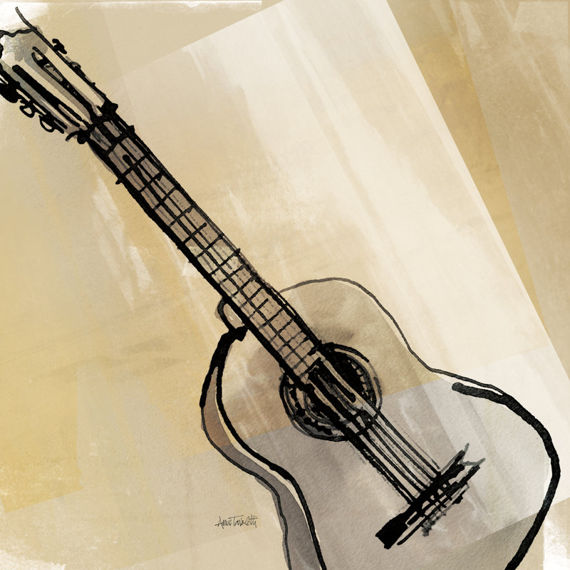 Guitar Neutral by Anne Tavoletti - Wrapped Canvas Painting, 30cm H x 30cm W x 3.8cm D