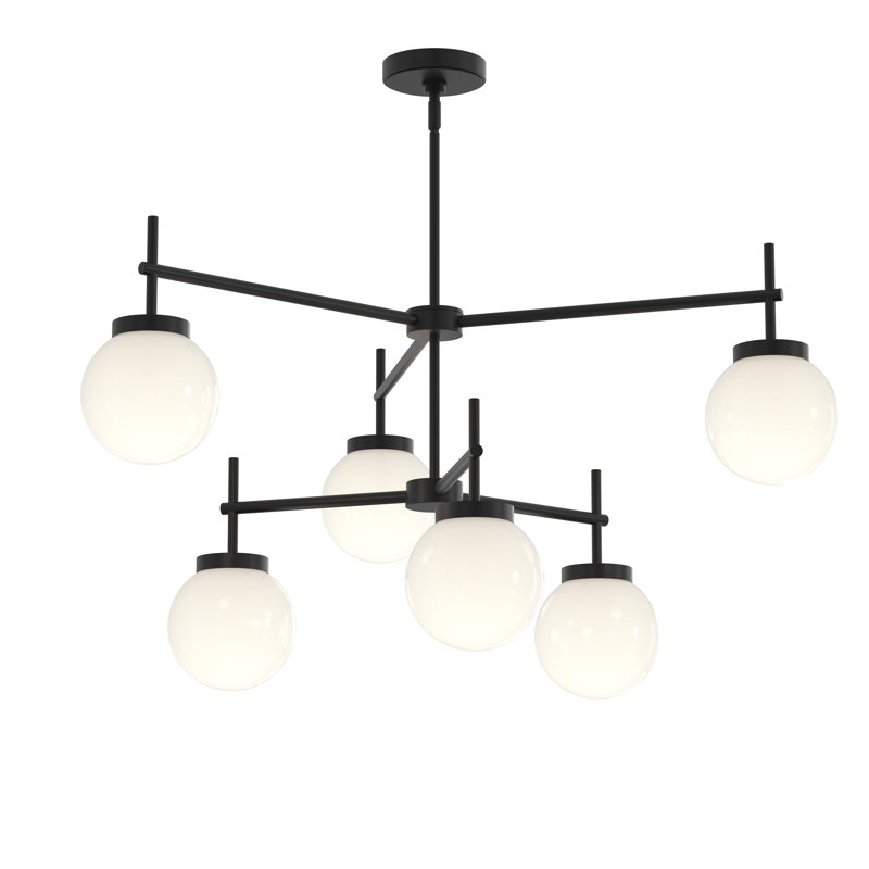 Rigsby Six-Light Matte Black Two-Tier Chandelier, Matte Black