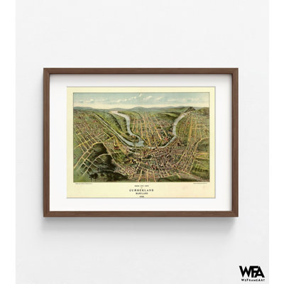 Cumberland-Maryland 1906, Vintage Cumberland MD Poster, Old Map Of Cumberland Print, Birds Eye View Maryland Wall Decor Poster