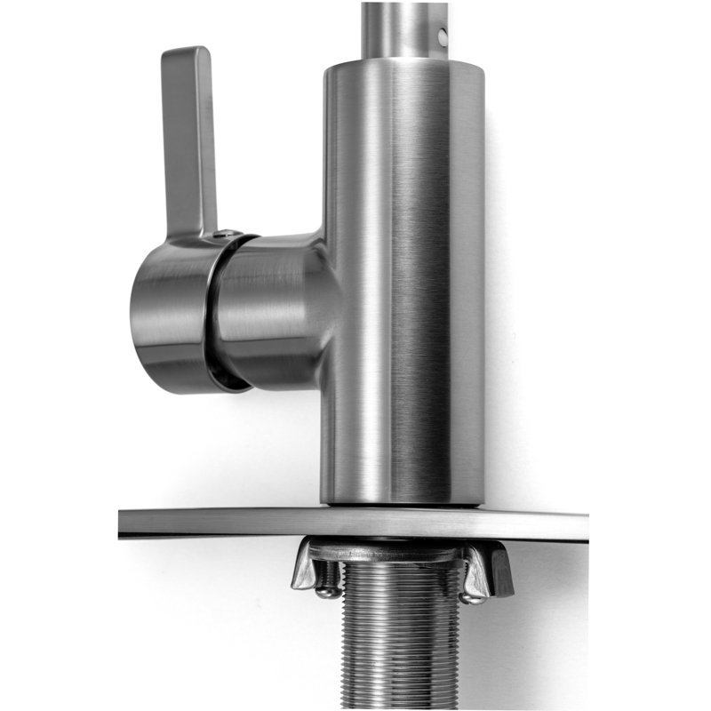Robinet de cuisine à poignée simple rétractable, Nickel brossé