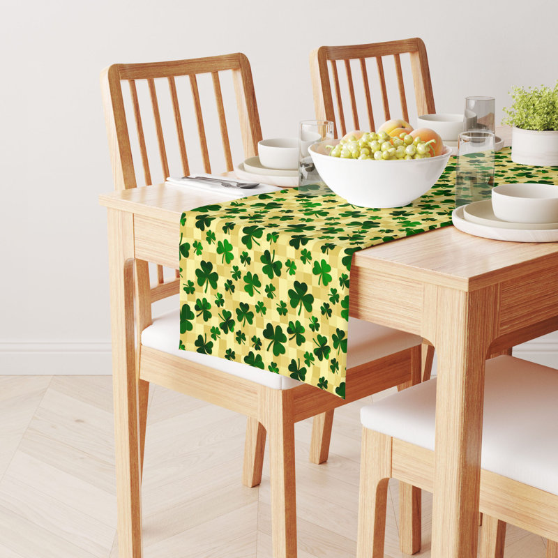 Lavanya Checkmate Clover Squares Table Runner, 108" L x 14" W