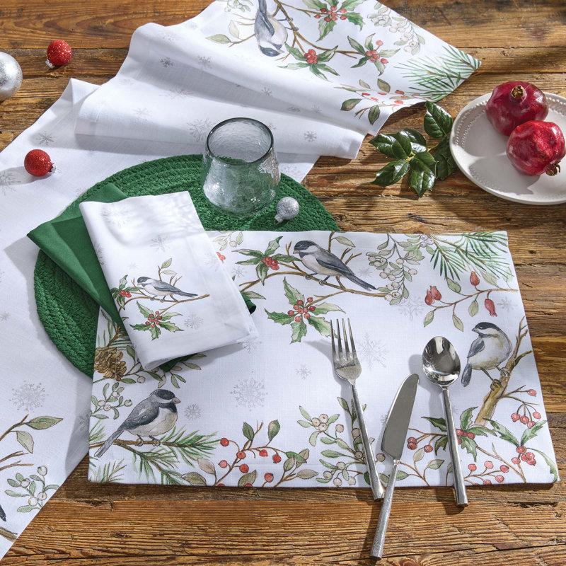  Ensemble de 4 serviettes de table Winter Harmony, Argent argent
