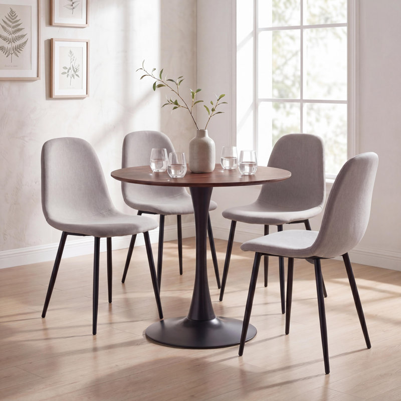 Modern Round Dining Table Set With 4 Chairs, Mid-Century Kitchen Table And Chairs Set For Small Spaces