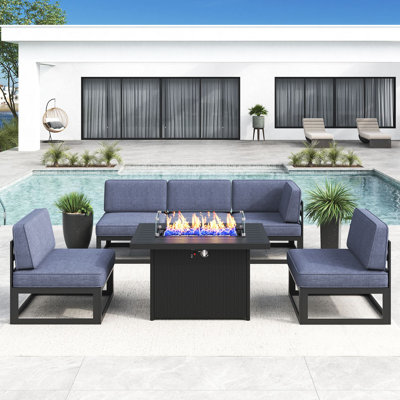 6 - Piece Outdoor Modular Sectional Set with Fire Table