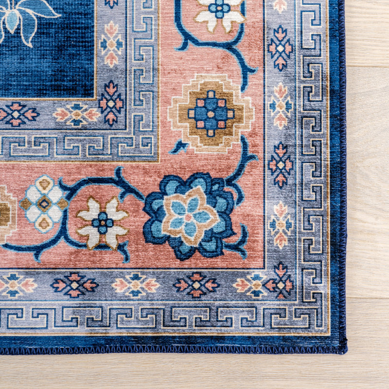 Capac SplashGuard Traditional Medallion Machine Washable Area Rug, Rectangle 5' x 8'