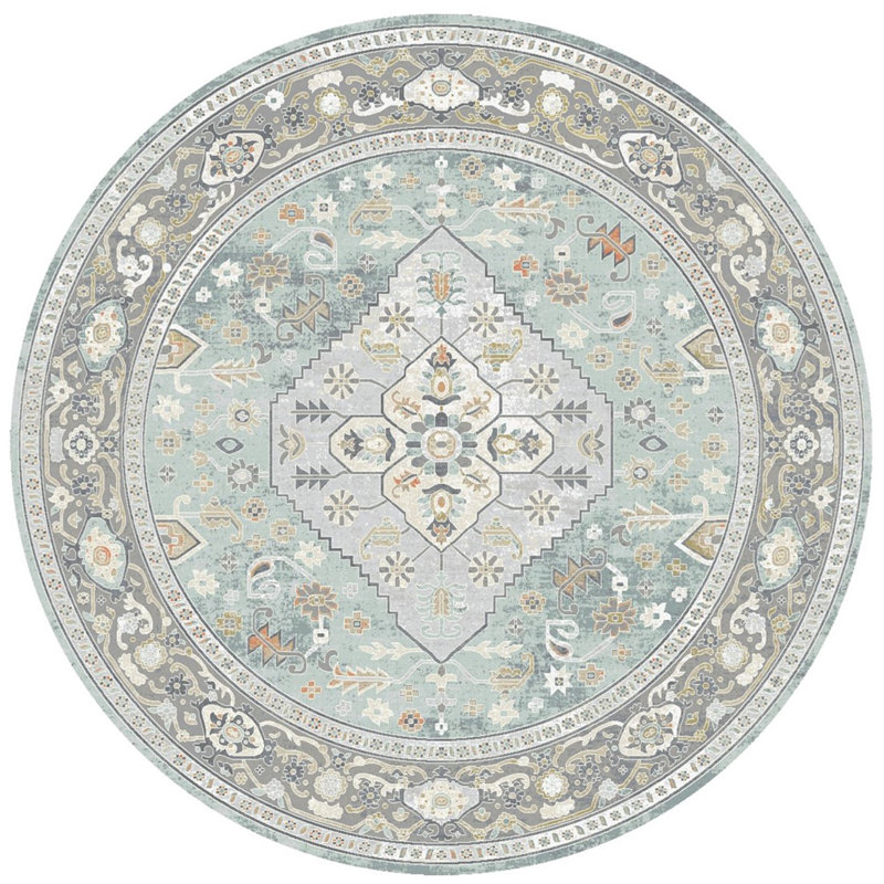 Tapis oriental gris Zech, Rond 5 pi 3 po