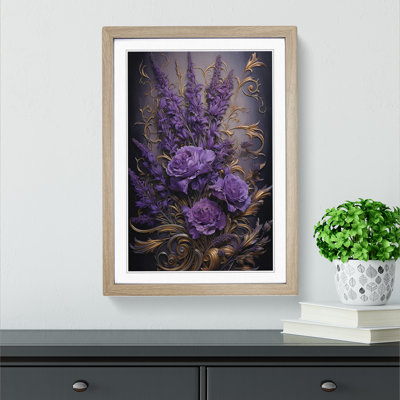 Lavender Flower Baroque No.2 - Single Picture Frame Print on Wood