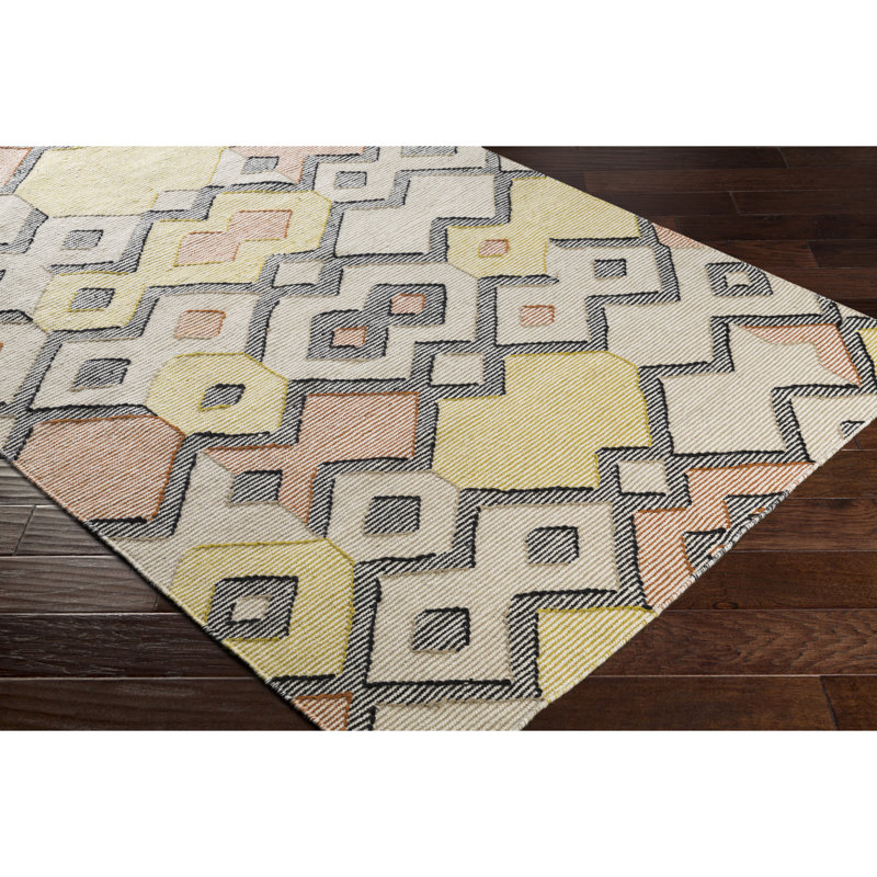 Tapis orange brûlé en laine tissé à la main Holden, Rectangle 2 pi x 3 pi