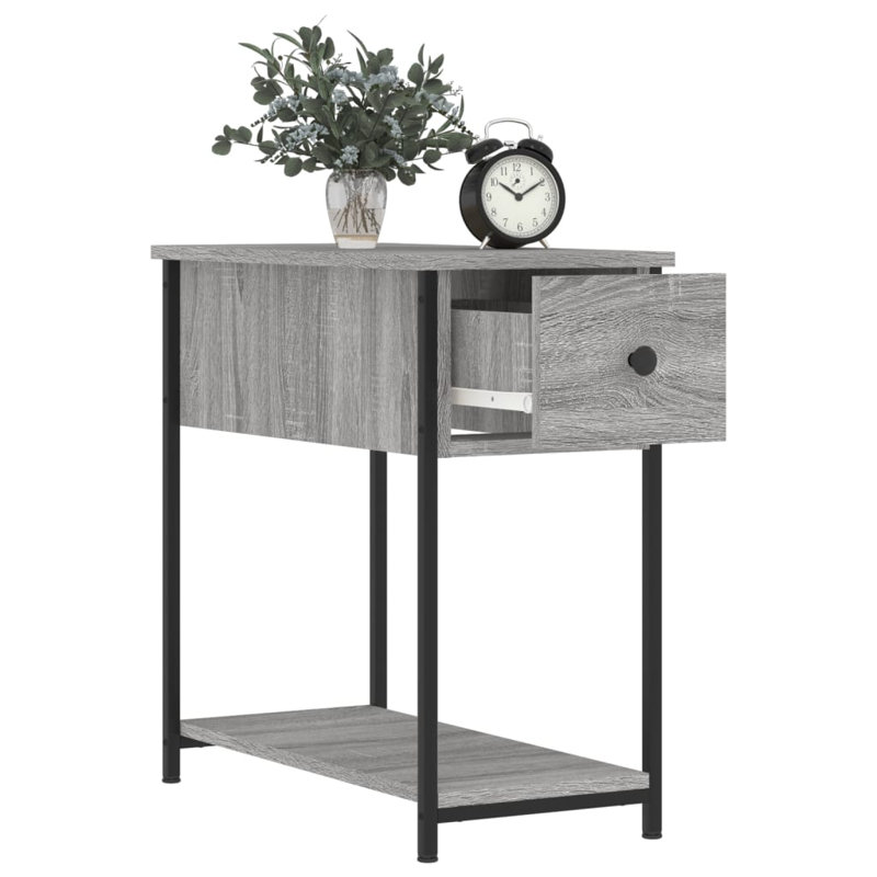 Gelueck 30cm W Iron Bedside Table, Grey Sonoma