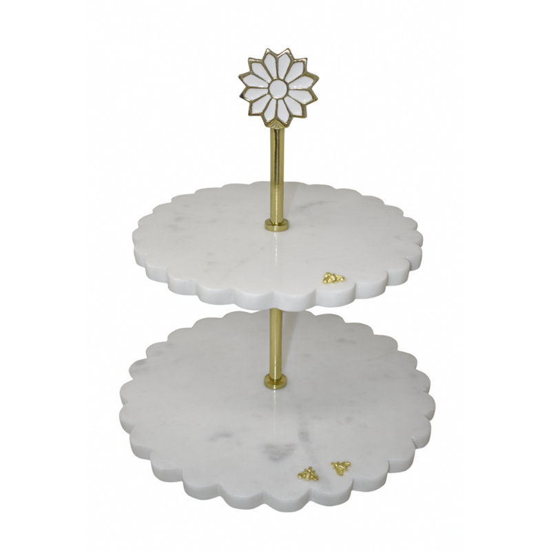Marble Tiered Tray With Flower Top & Bees