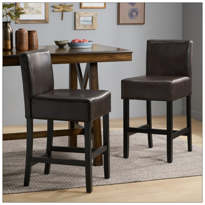 Ensemble de 2 tabourets de bar en cuir reconstitué à hauteur de comptoir Portman, confortables et élégants pour les cuisines et les salons modernes
