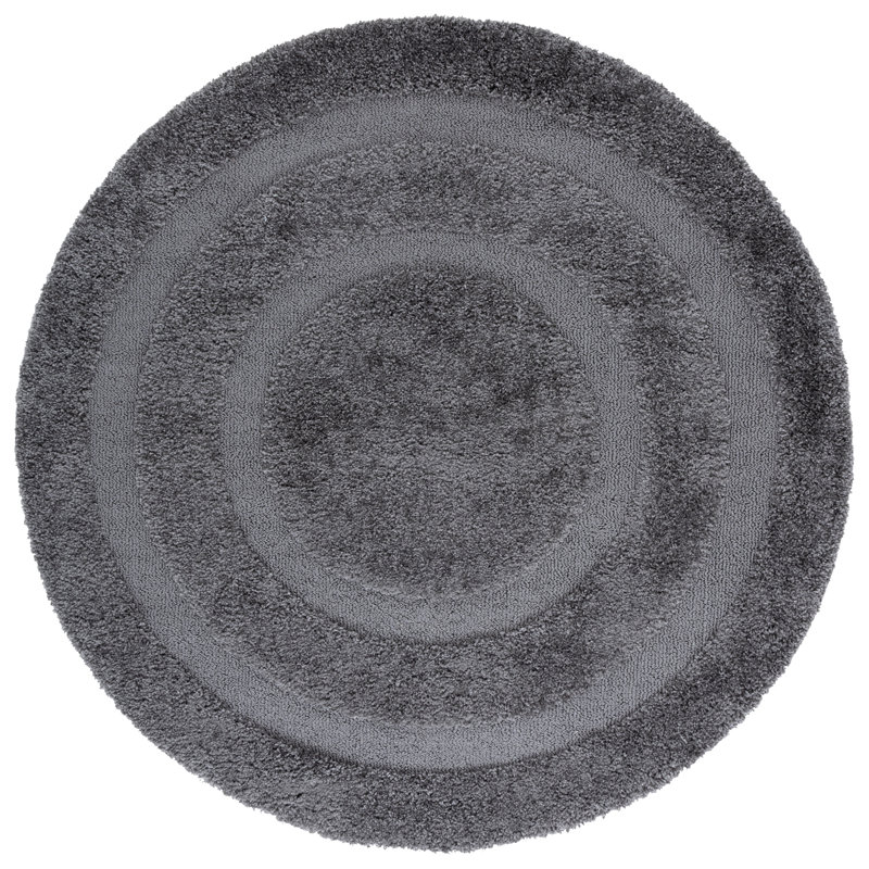 Tapis gris à motif géométrique Assar, Rond 5 pi