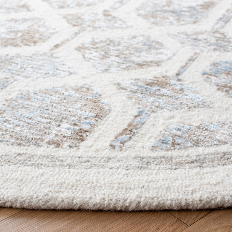 Tapis gris / beige en laine / viscose touffeté à la main Audreyna 600, Rectangle 6 pi x 9 pi