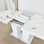 Table de salle à manger extensible pour 6-10 moderne table de cuisine en faux marbre blanc avec base à double colonne, grande table de salle à manger-1856968444-1856968443