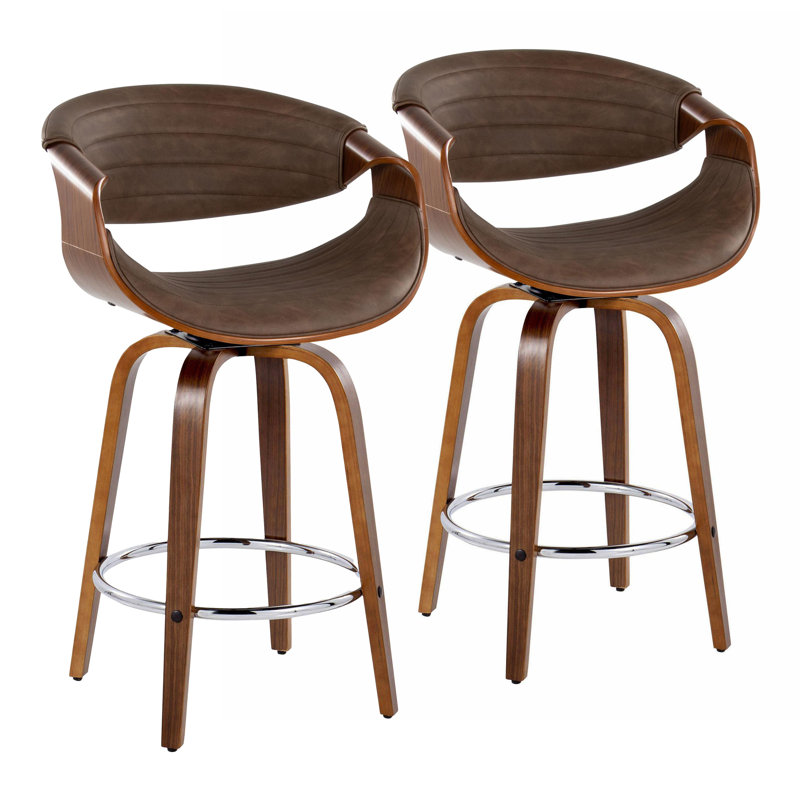 Tabouret de bar et de comptoir Arabelle, Tabouret de comptoir (siège d'une hauteur de 26 p, Noyer / Chrome, Espresso