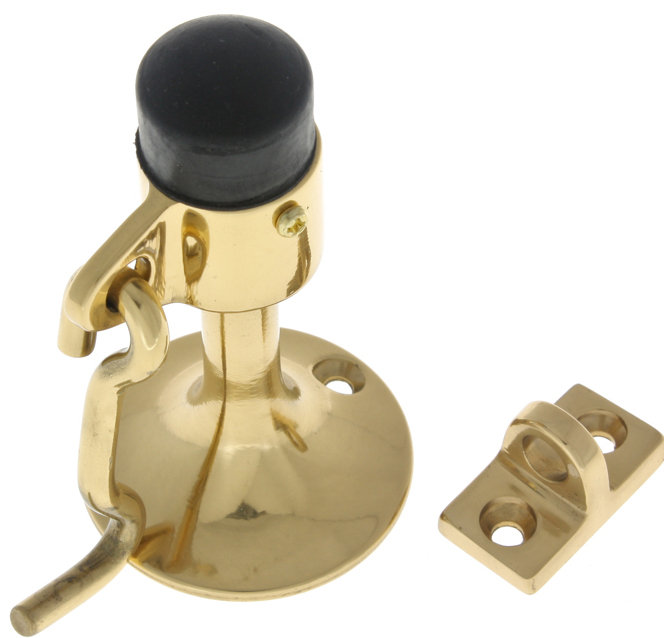 Solid Brass Cup Baseboard Stop, Polished Brass