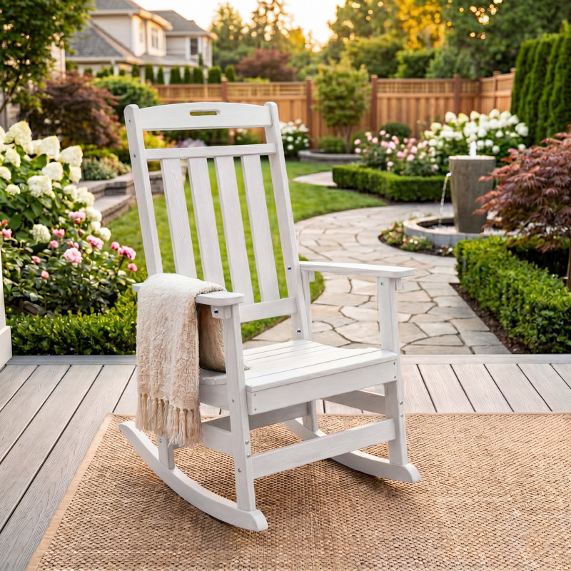 Chaise berçante d'extérieur HDPE, Blanc