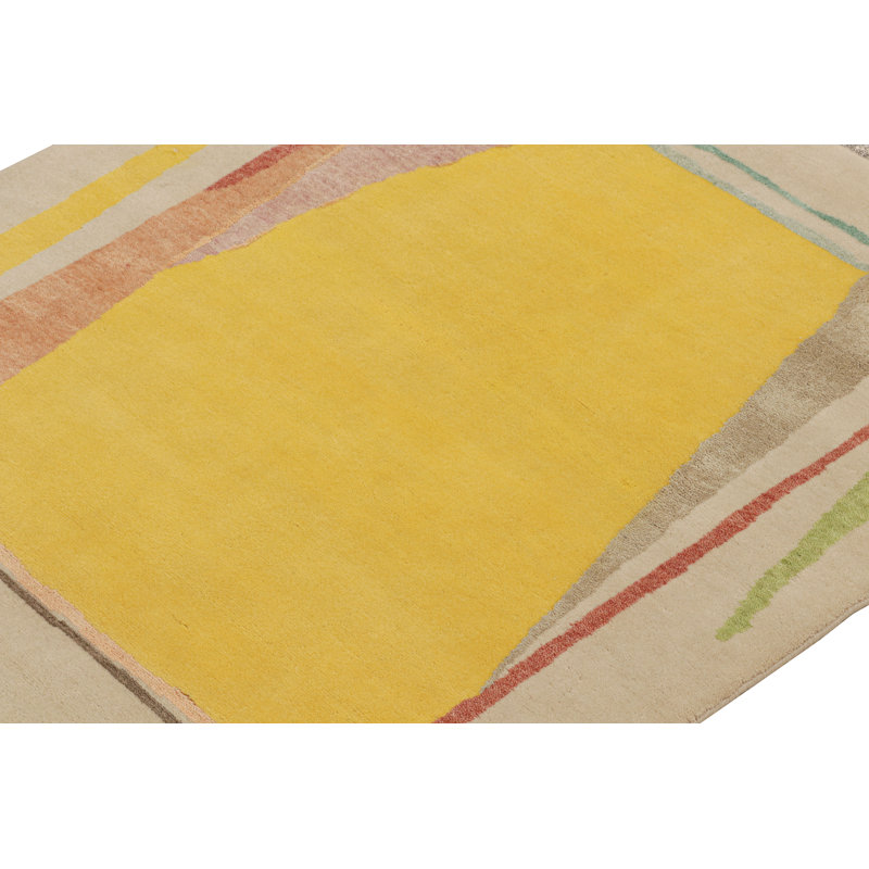 Hand Knotted Geometric Area Rug, Rectangle 8' x 10'
