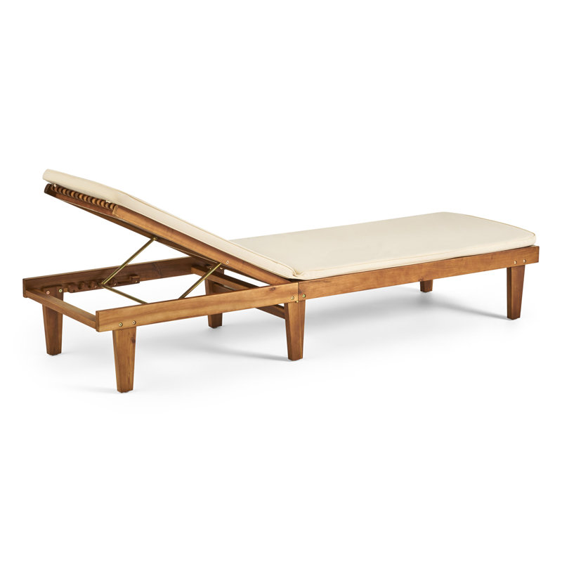 Chaise longue inclinable avec coussin Moulton, Structure teck / coussin crème