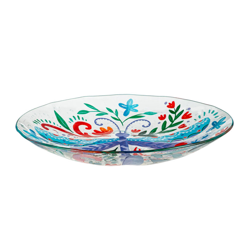 Bain d'oiseaux en verre 18 po, libellule