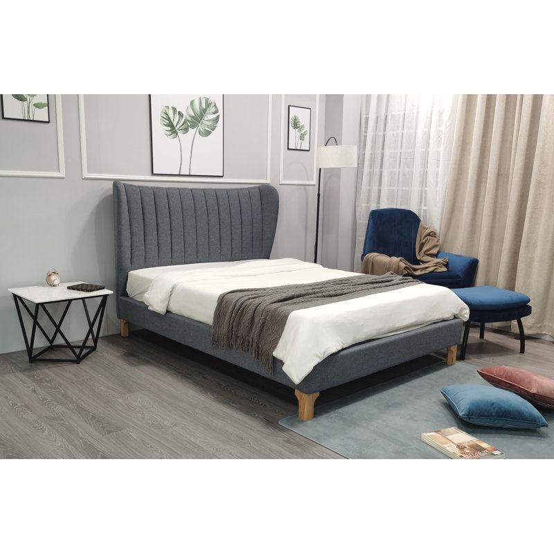 Curtin Upholstered Bed, Double (4'6), Platinum Grey