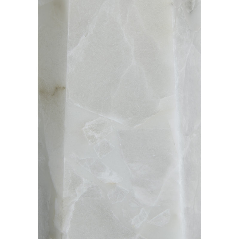 White Resin and Alabaster Table Lamp with Fabric Shade