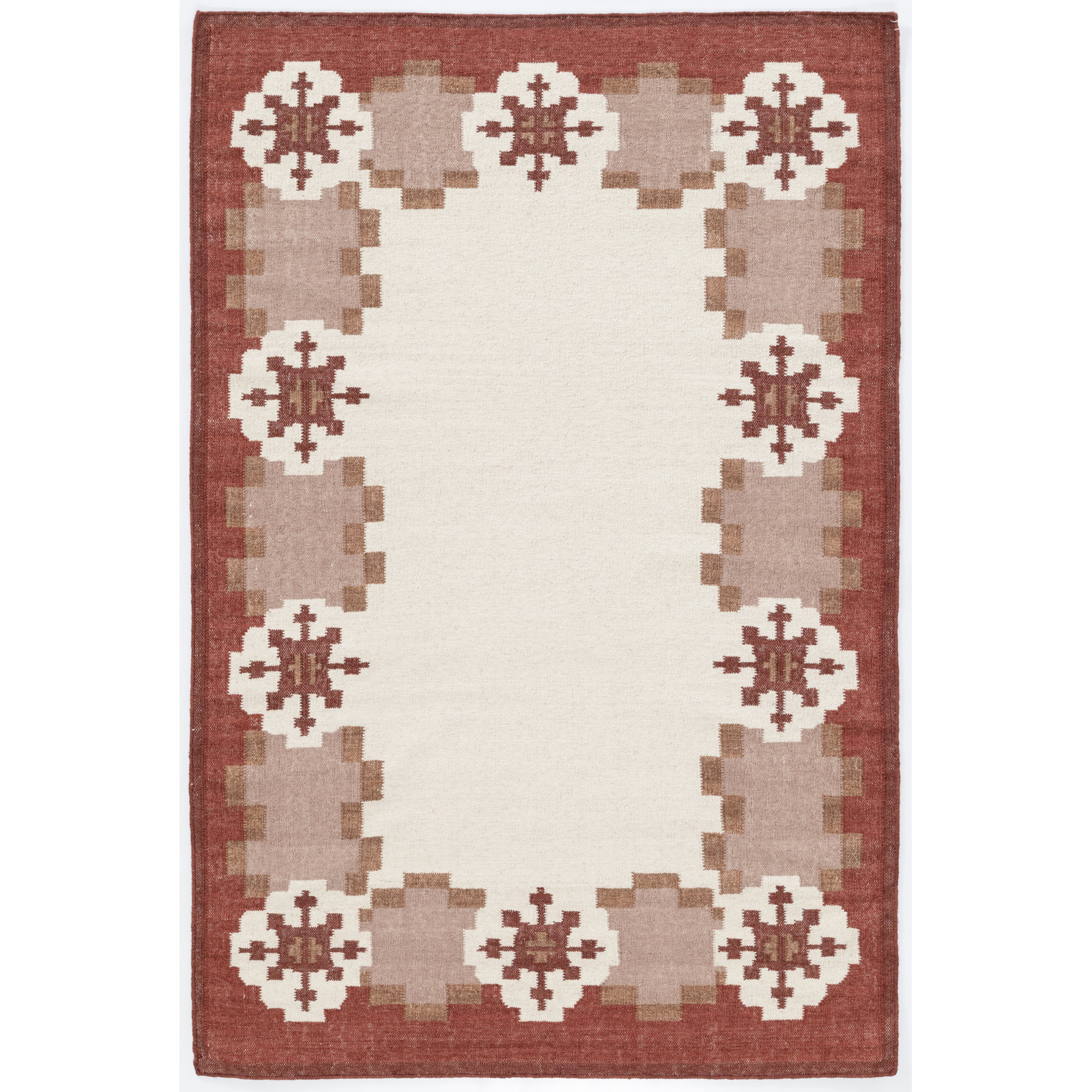 Heidi Nordic Flatweave Geometric Wool Rug, Red, 5'x8'