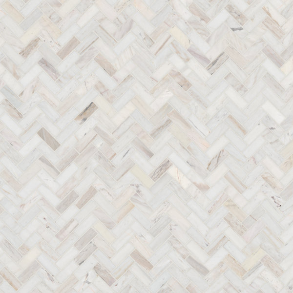 Auralie Herringbone 12 in. x 12 in. Polished Marble Mosaic Floor and Wall Tile