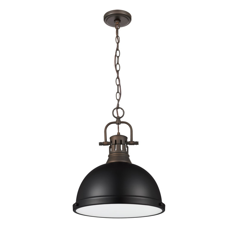 Luminaire suspendu 1 lumière avec chaîne Aljona, Bronze huilé, Noir mat, H 16,875 po x l 14 po x P 14 po