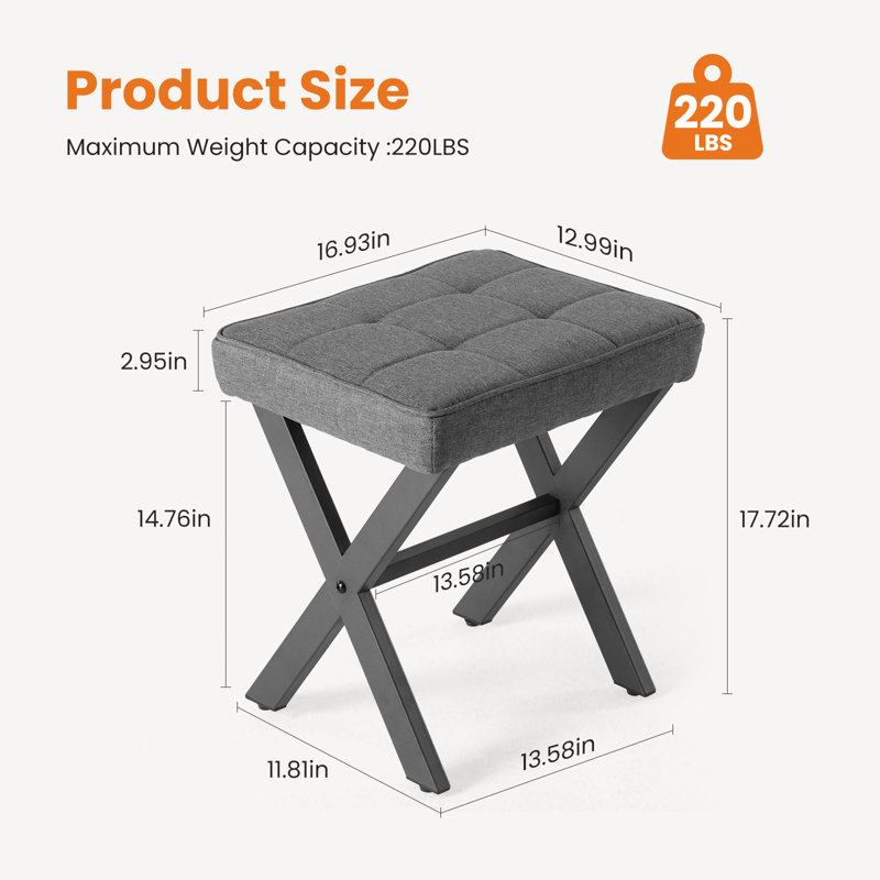 Repose-pieds moderne à base en X, repose-pieds à structure croisée, tabouret pour chaussures, Gris