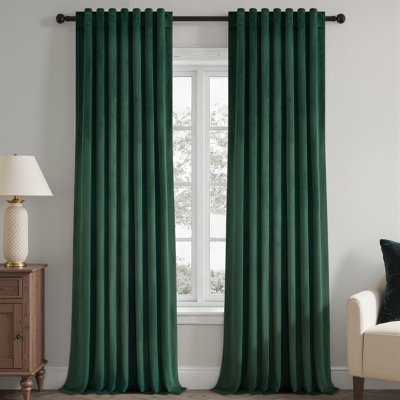 Ike Velvet 100% Blackout Curtains with Back Tab Hooks, Thermal Insulated Drapes