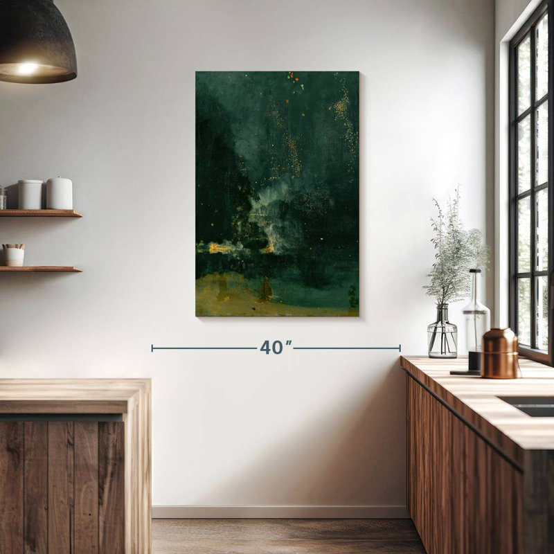Avery Nocturne In Black And Gold - Falling Rocket, 39" H x 26" W