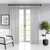 Lynnin White Linen Solid Color Room Darkening Single Curtain Panel