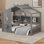 Structure de lit maison avec tablettes de rangement et toit
