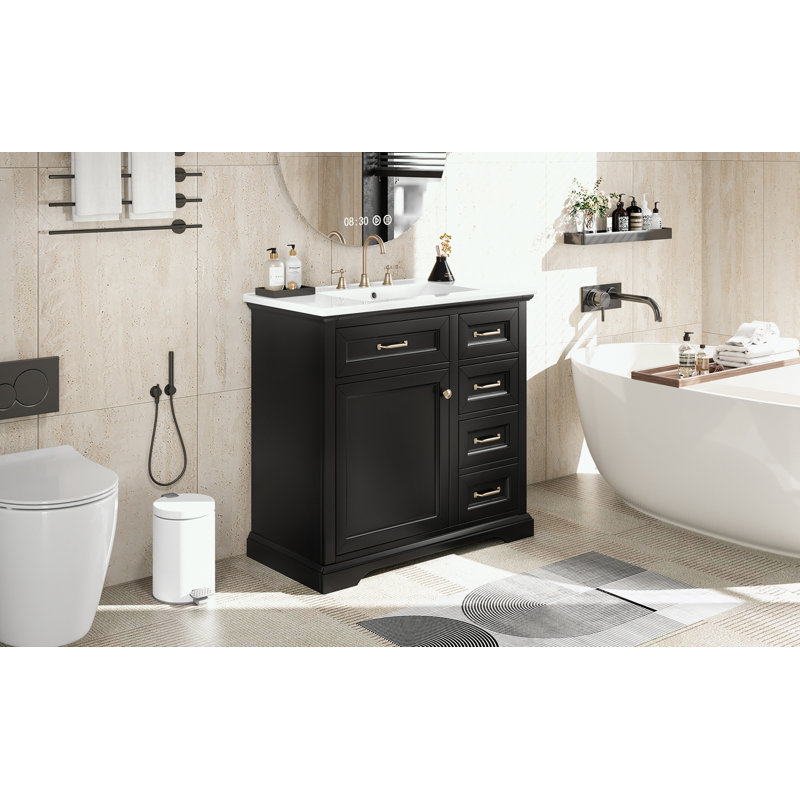 Meuble-lavabo 36 po avec lavabo, Noir