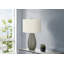 Lampe de table en résine avec base texturée grise et abat-jour en tissu ivoire-379327301-379327322-379327320