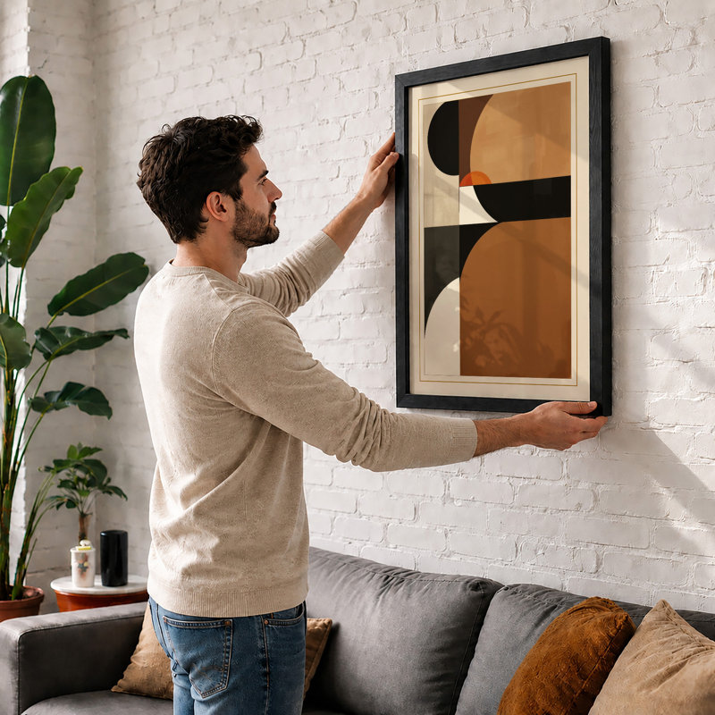 Geometric Forms Modern - Framed Print, A2 - 59.4 x 42.0 cm, White