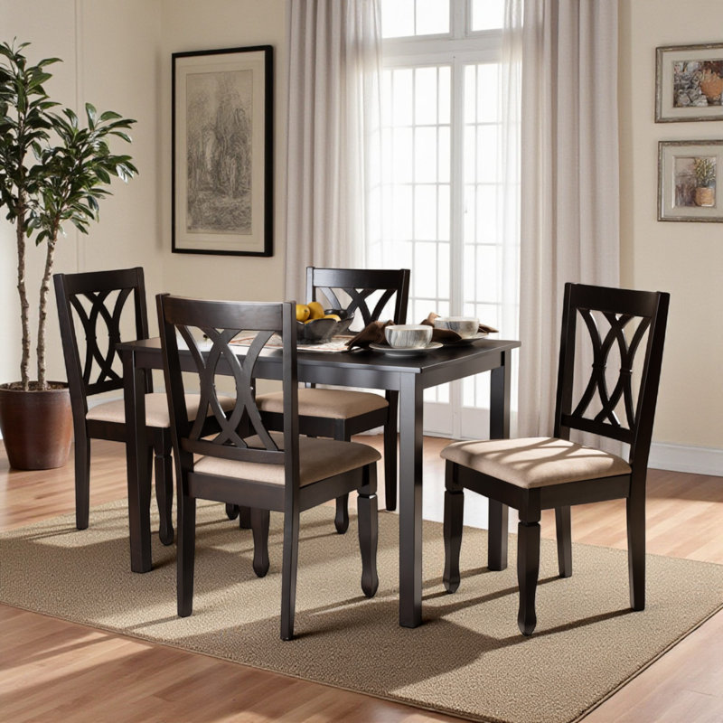 Ensemble de salle à manger Sessums, Sable / espresso, 5 pièces: table, 4 chaises