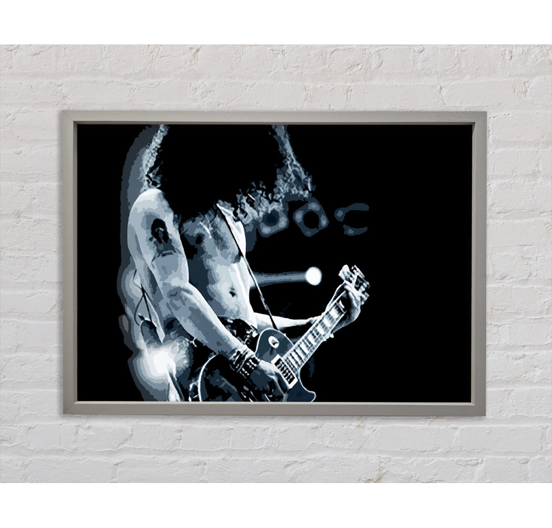 Slash On Guitar Blue - Einzelbildrahmen Kunstdrucke auf Leinwand