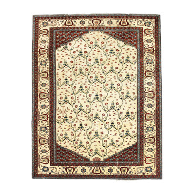One-of-a-Kind 8' X 10' 1990s Wool Area Rug in Ivory