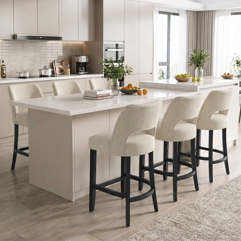 Tabouret de bar Bisto, Siège beige / structure noire