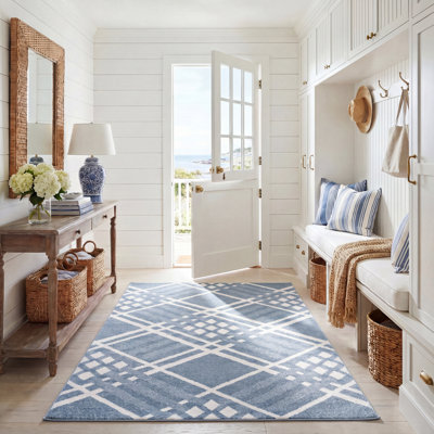 Tapis lavable Blair 228 bleu / ivoire