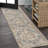 Keesha Bold Distressed Medallion Low-Pile Machine-Washable Blue/Cream Rug-963940555