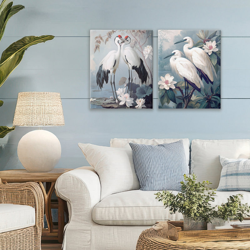 Ensemble de 2 toiles Shore Line Magic Birds, design par Steve Hunziker, H 20 po x l 16 po