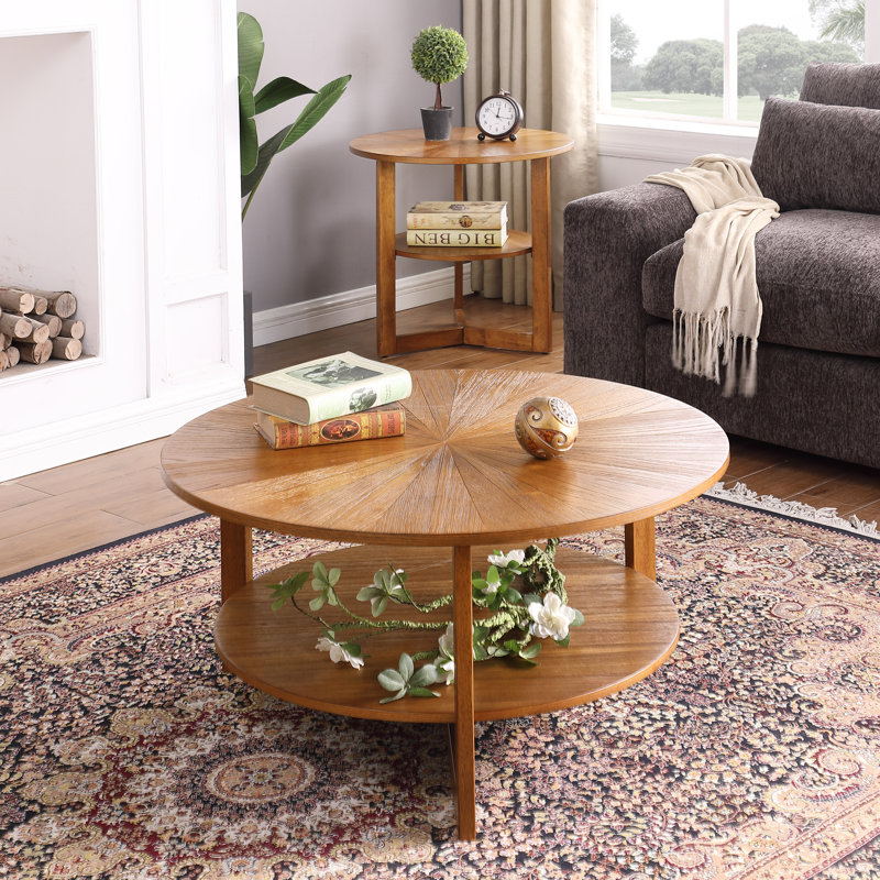 Table basse Arvide, Round Dark Brown Top/Dark Brown Base