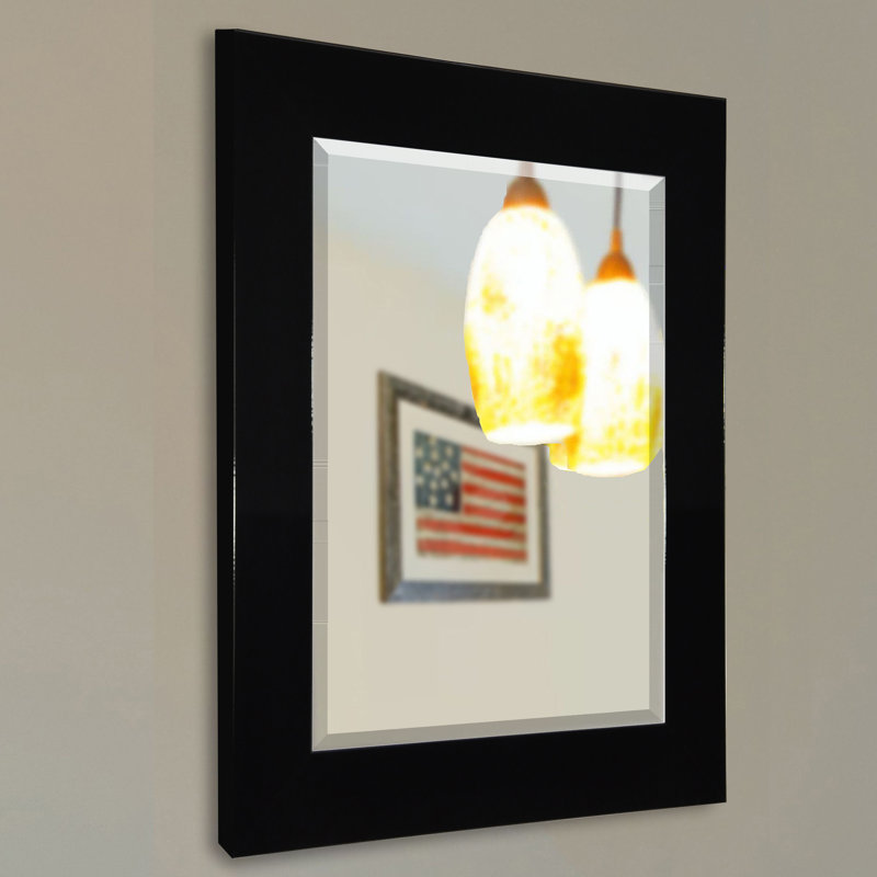 Vibhu Wood Flat Wall Mirror, 38.5" H x 32.5" W, Black