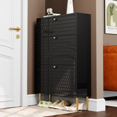 4 Door 47.2Shoe Storage Cabinet, Modern Shoe Cabinet, 3-Tier Free-Standing  Shoe Rack Organizer