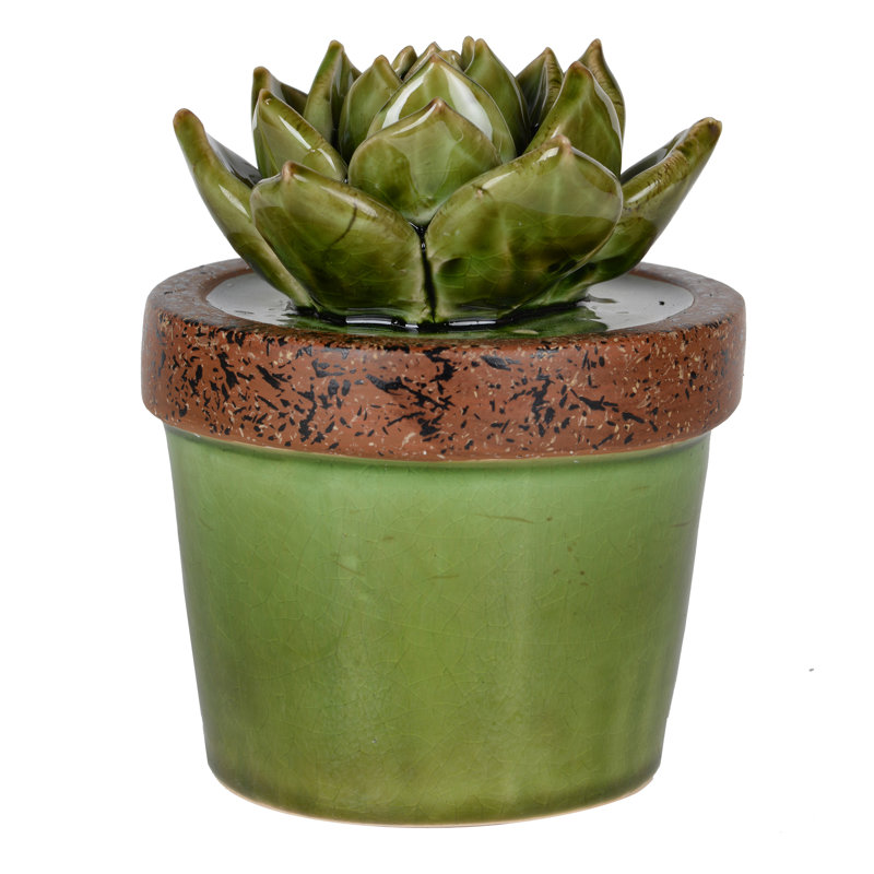 Figurine en céramique Echeveria, H 5,5 po x l 4,5 po x P 4,5 po