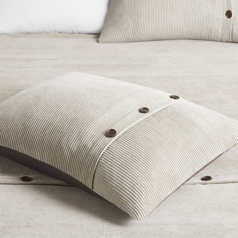 Tan Corduroy Bedding King/ King - Buttoned Duvet Cover, Microfiber Reverse Side, 4 Tie Corners, Washable 3 Piece Cover For Tan, , Button Trim, Soft Reverse, Corner Ties, Include 1 & 2 Shams